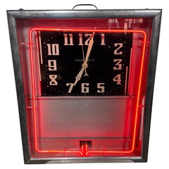 Reloj Publicitario Art Decó Neón Rojo Años 30/40