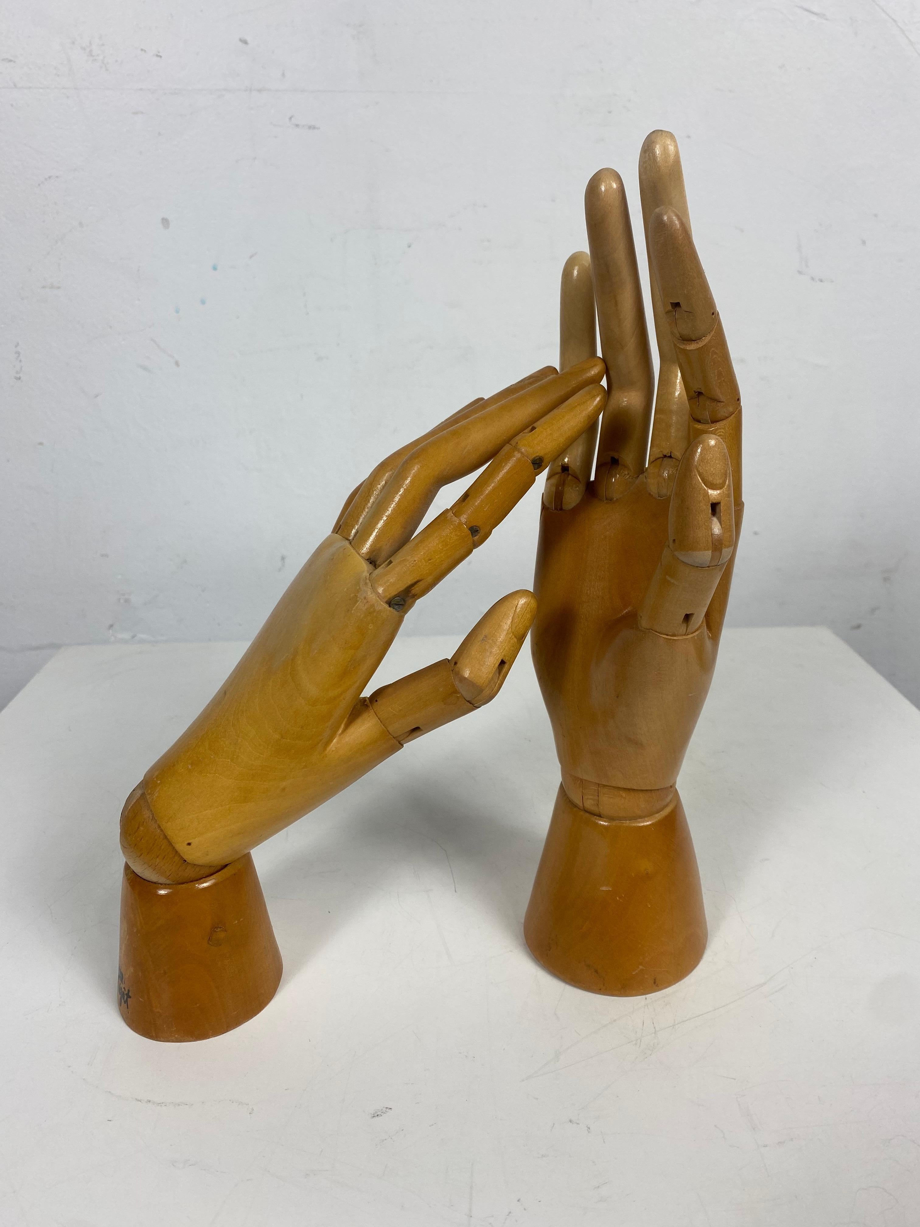 Industrial 1930s/ 1940s Articulated Wooden Hands, Artist Model, Drawing Tool, Belgium