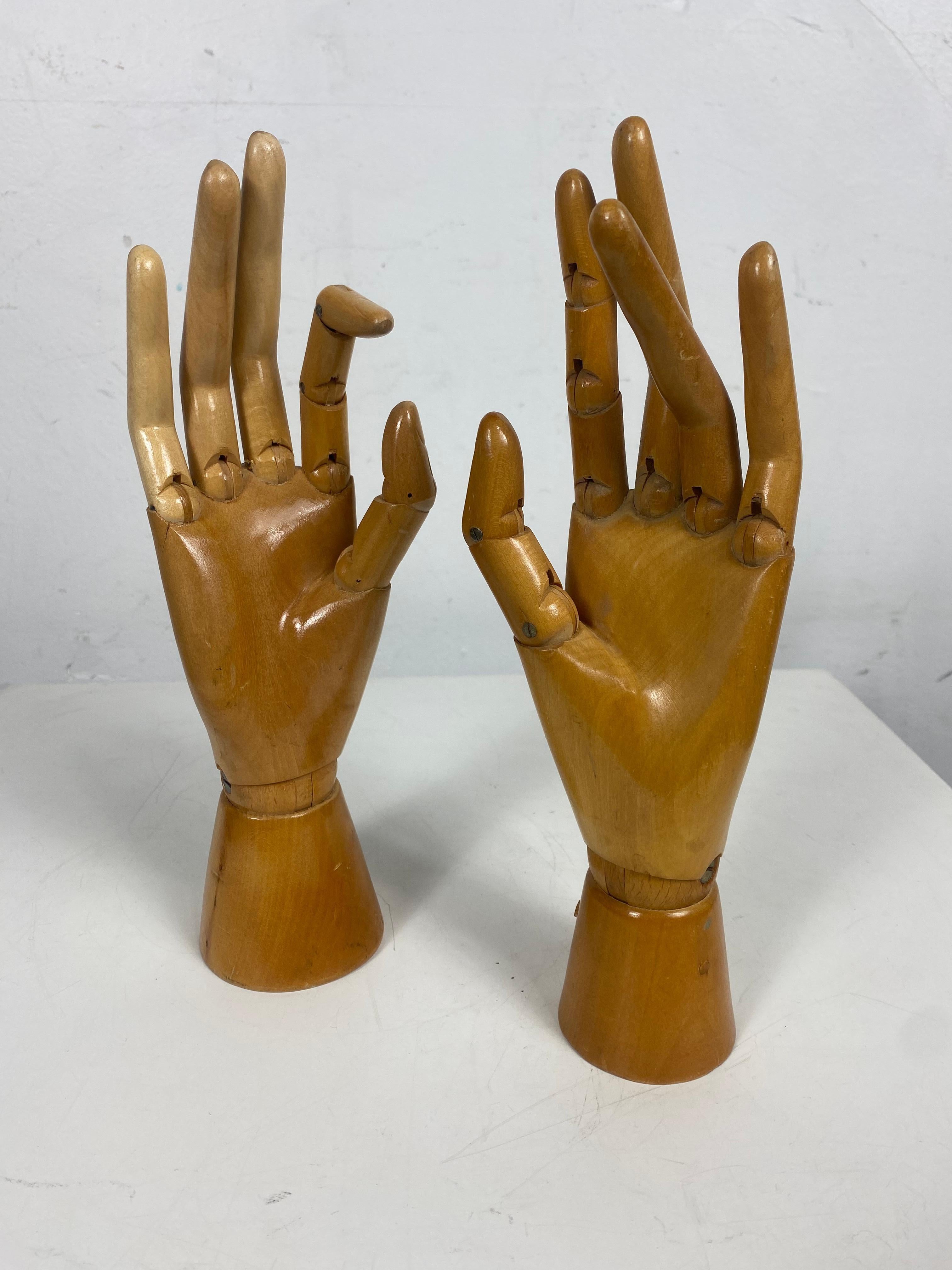 Belgian 1930s/ 1940s Articulated Wooden Hands, Artist Model, Drawing Tool, Belgium