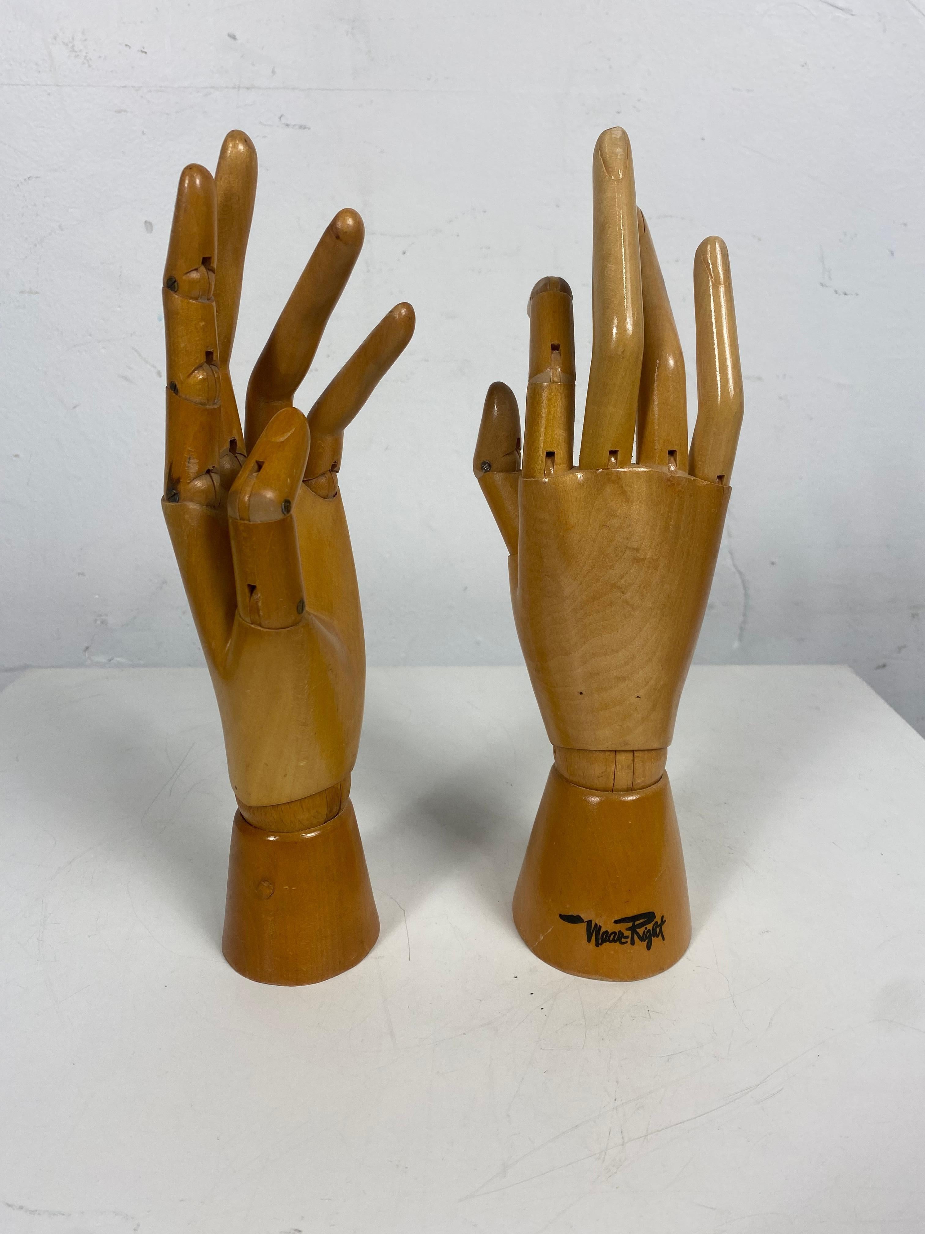 Carved 1930s/ 1940s Articulated Wooden Hands, Artist Model, Drawing Tool, Belgium