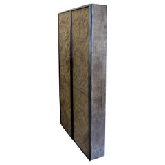 1930s/40s English Wall Mounted Cabinet with Gold Gesso Chinoiseries Panels