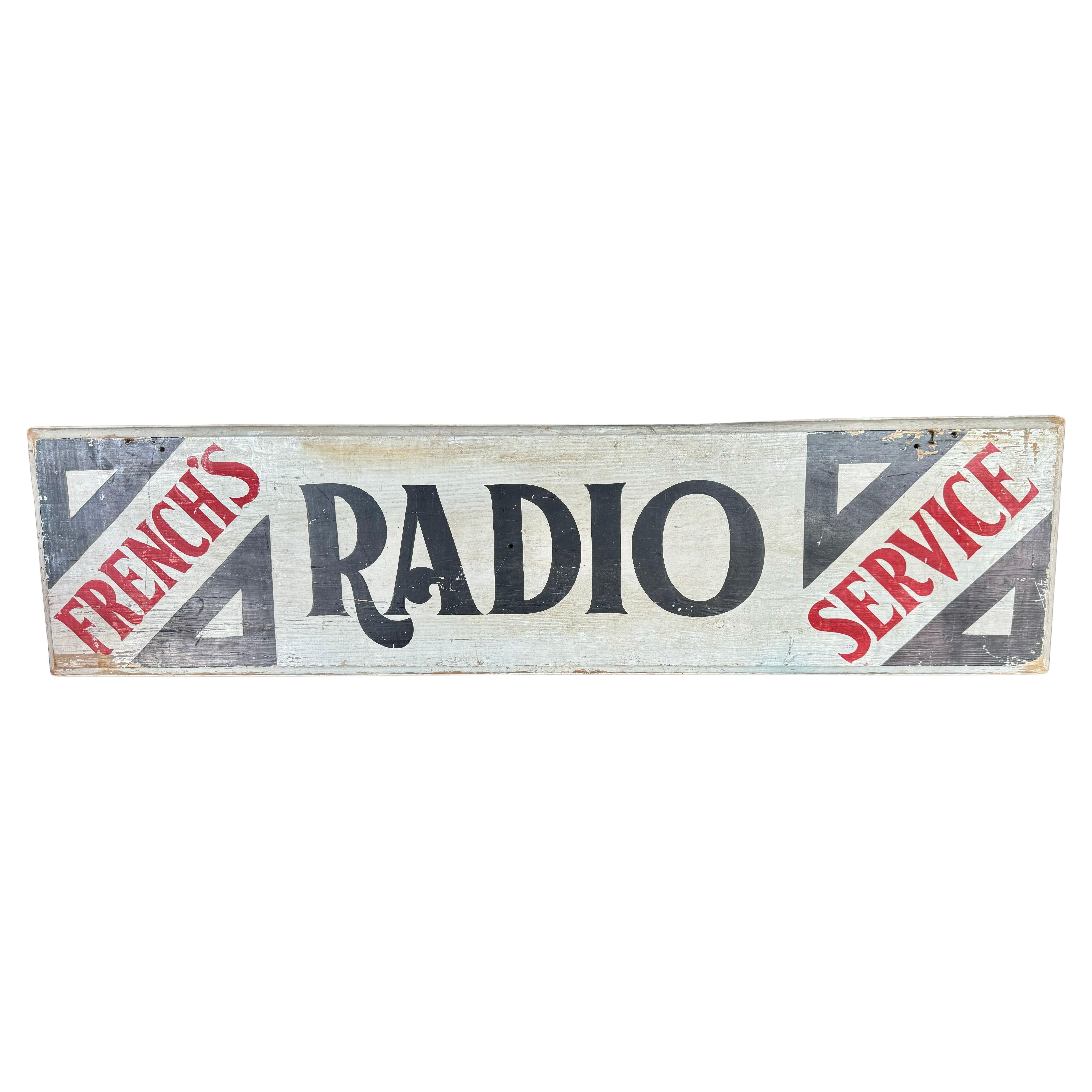 1930's / 40's Hand Painted " RADIO SERVICE" SHOP/STORE  sIGN..