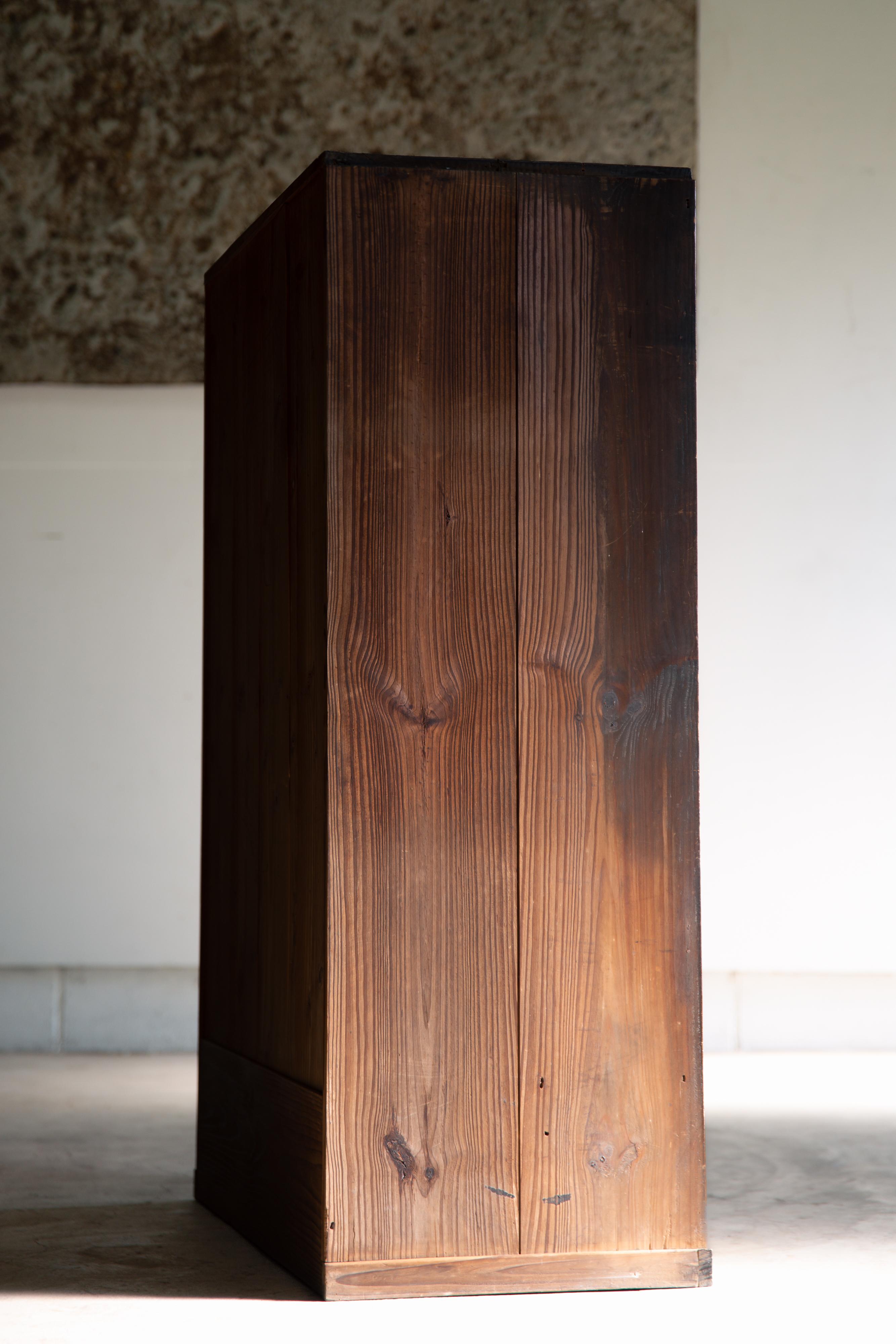 1930s - 1940s Japanese antique mid-size closet with drawers, wabi sabi organic For Sale 4