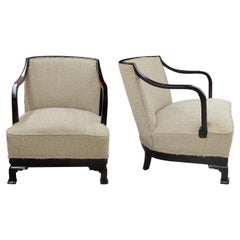 1930s/40s Pair of Swedish Armchairs Newly Upholstered in a Bouclé Fabric