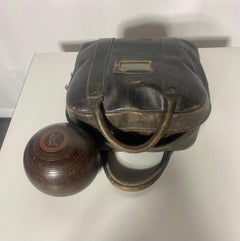1930s /40s W.D. Hensell & Sons Bocci (Lawn) Balls with original leather bag