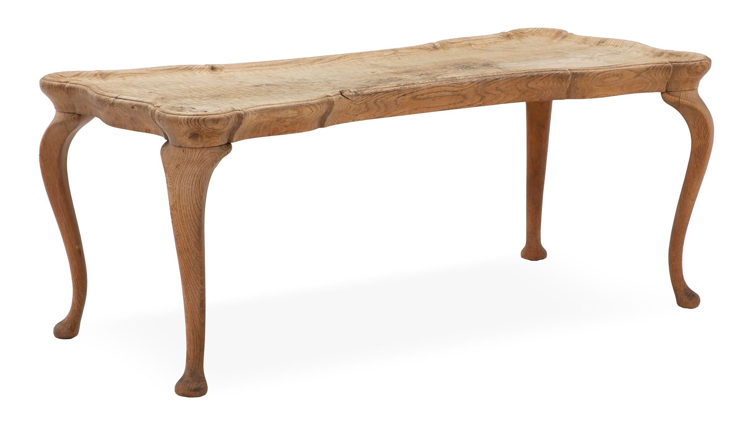 Danish 1930s-50s Frits Henningsen Solid Oak Coffee Table with Cabriole Legs