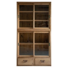 1930s - 50s Japonesa antigua vitrina de 2 niveles c/ cajones, orgánica Wabi sabi