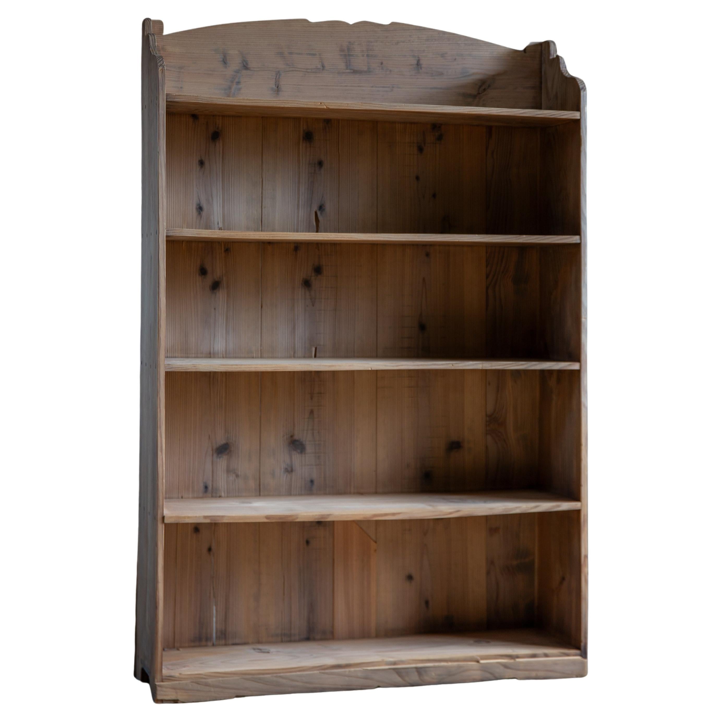 1930s - 50s Japanese Vintage solid wood 5 shelves bookcase organic Wabi sabi