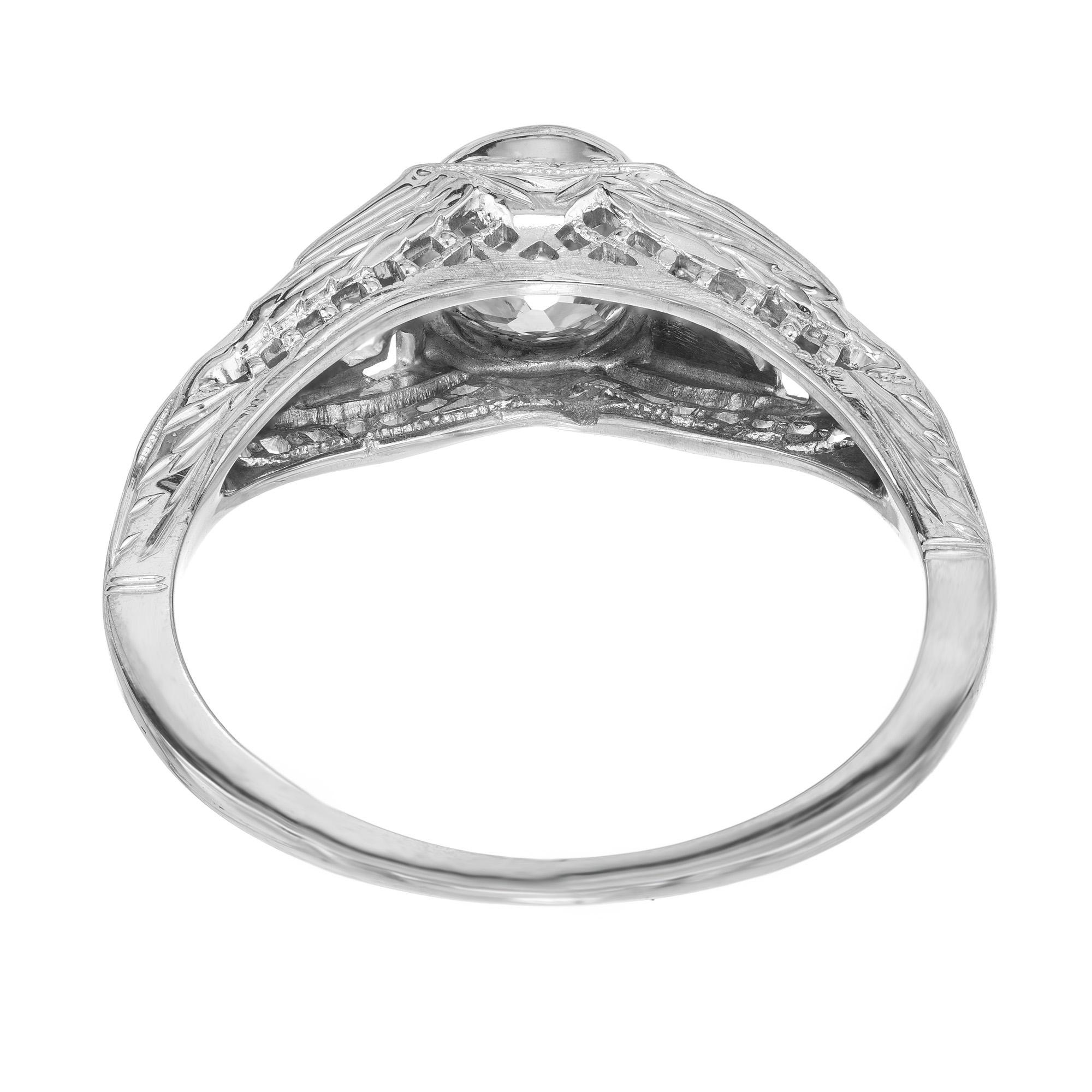 .82 Carat Old Mine Brilliant Cut Diamond Gold Art Deco Engagement Ring For Sale 1
