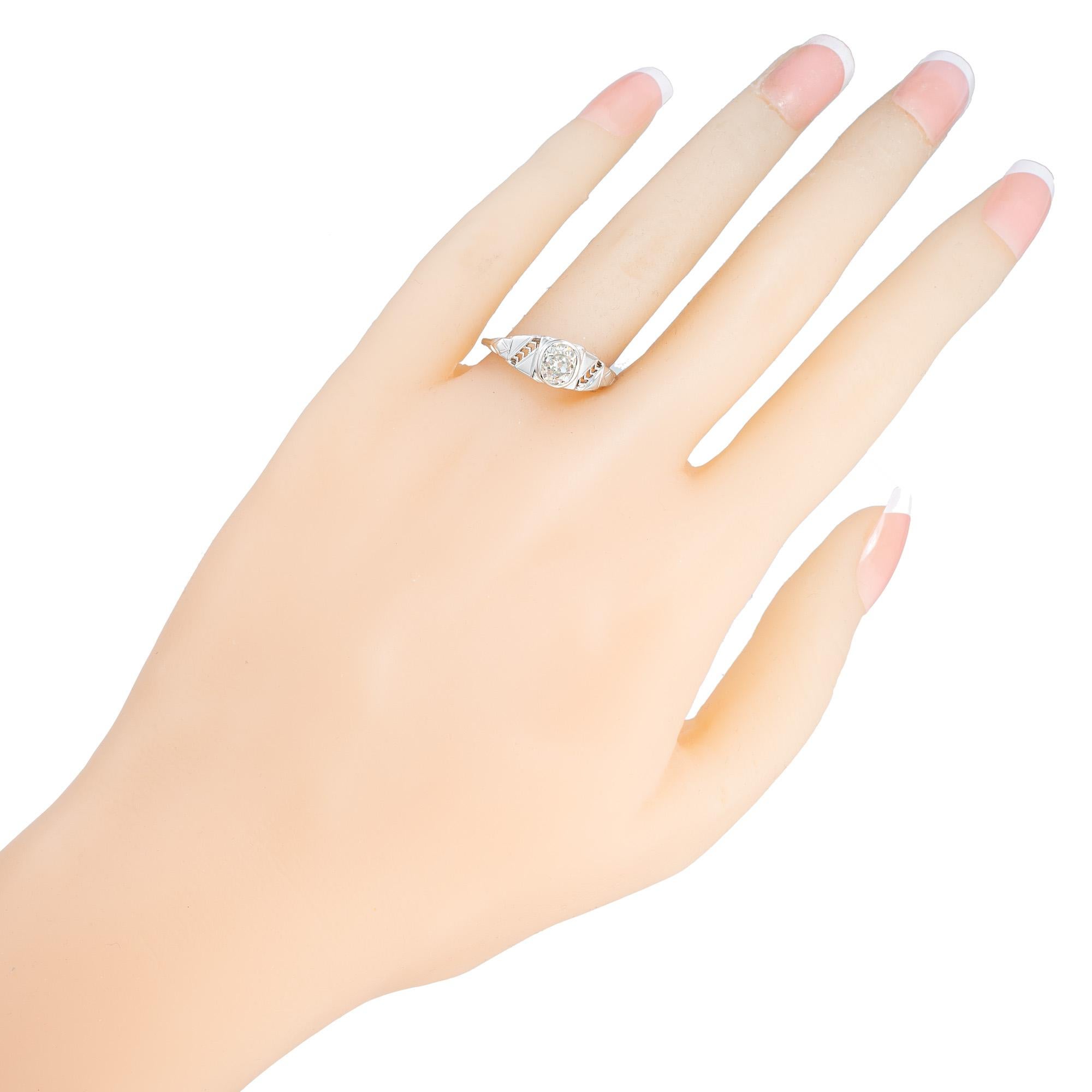 .82 Carat Old Mine Brilliant Cut Diamond Gold Art Deco Engagement Ring For Sale 2