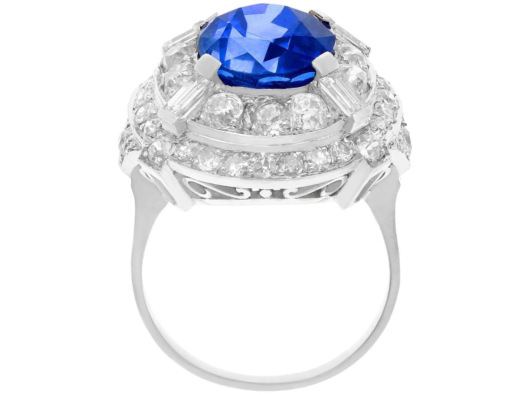 Women's or Men's 8.80 Carat Ceylon Sapphire and 2.68 Carat Diamond Cocktail Ring in White Gold For Sale