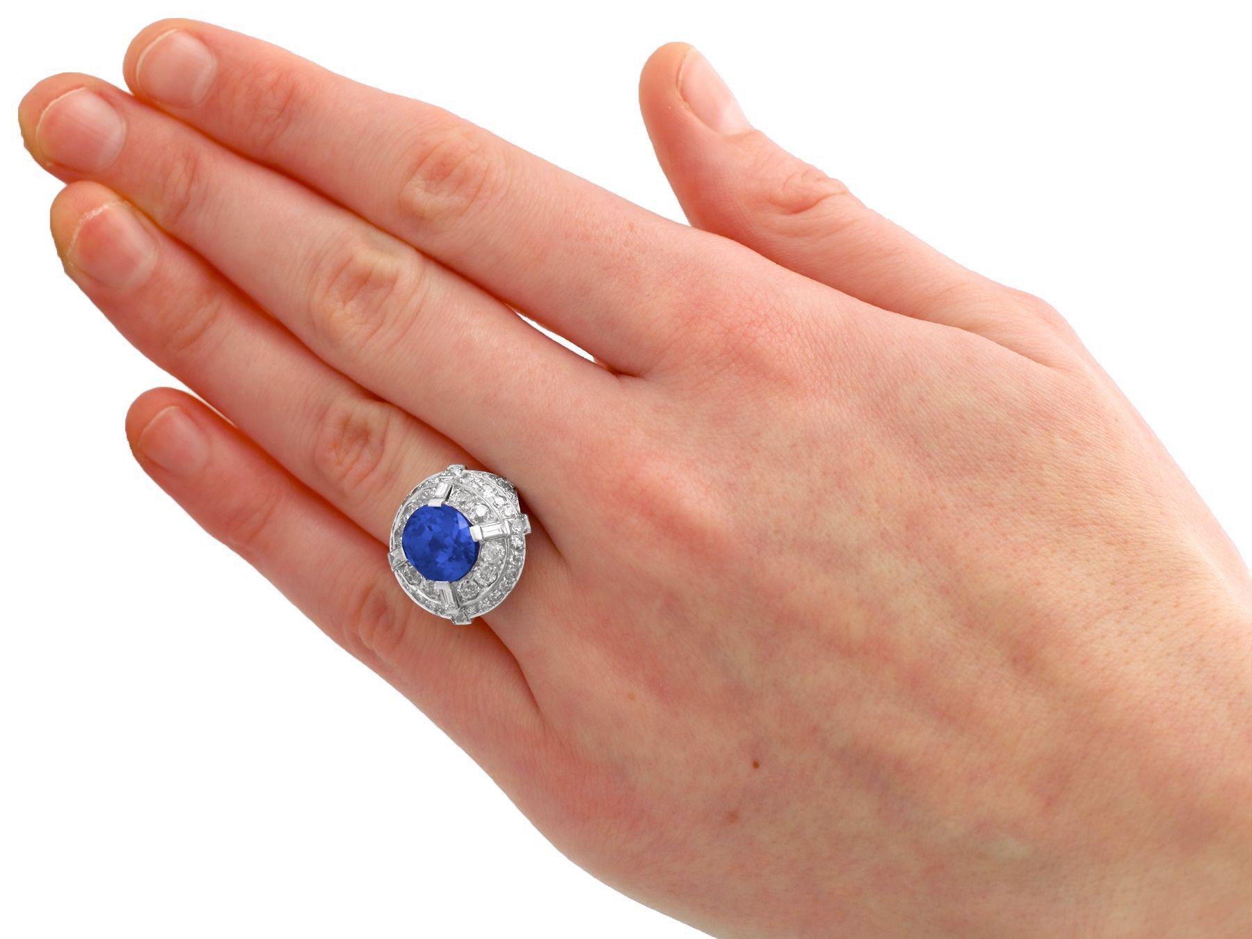 8.80 Carat Ceylon Sapphire and 2.68 Carat Diamond Cocktail Ring in White Gold For Sale 4