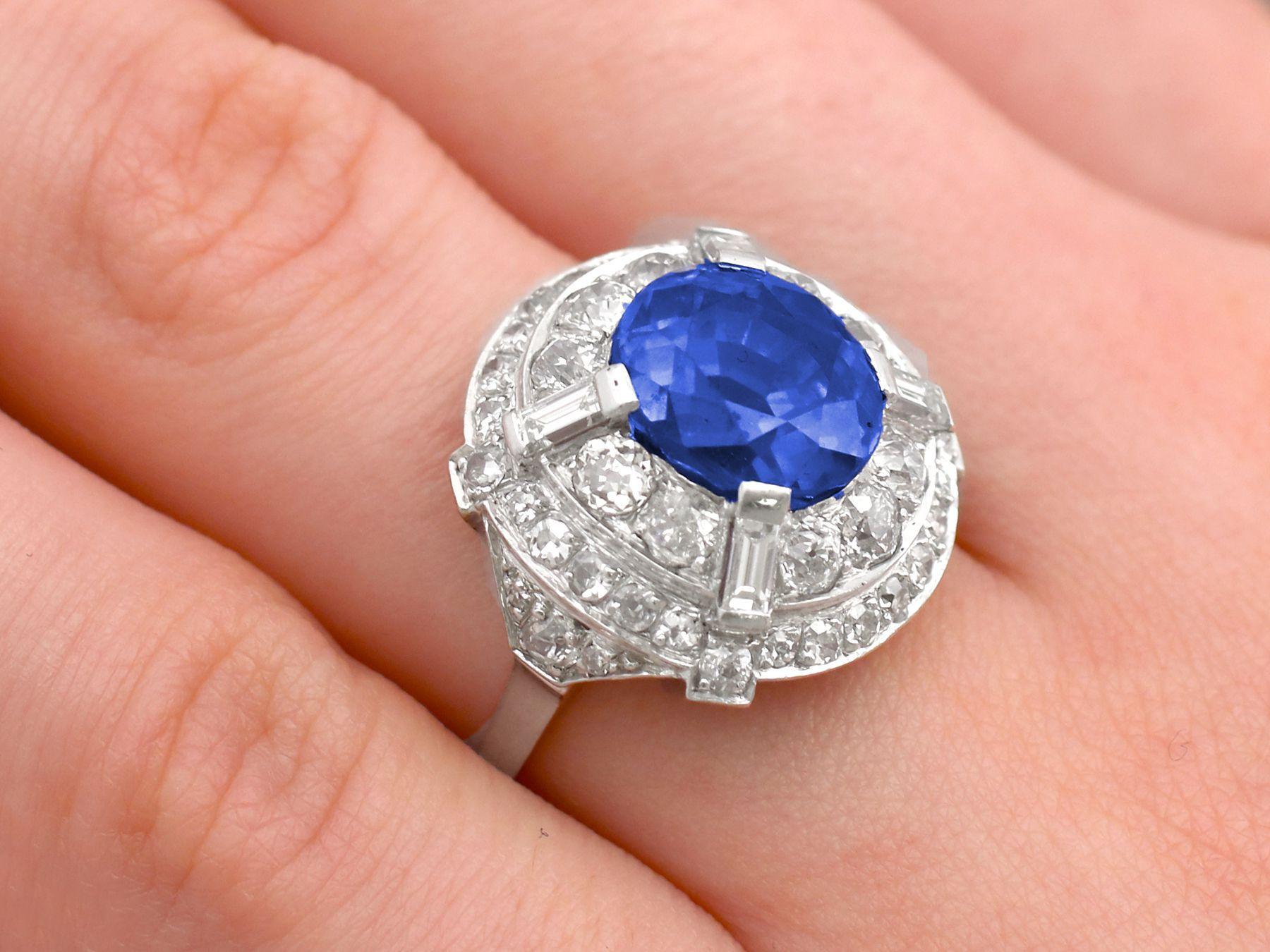 8.80 Carat Ceylon Sapphire and 2.68 Carat Diamond Cocktail Ring in White Gold For Sale 5