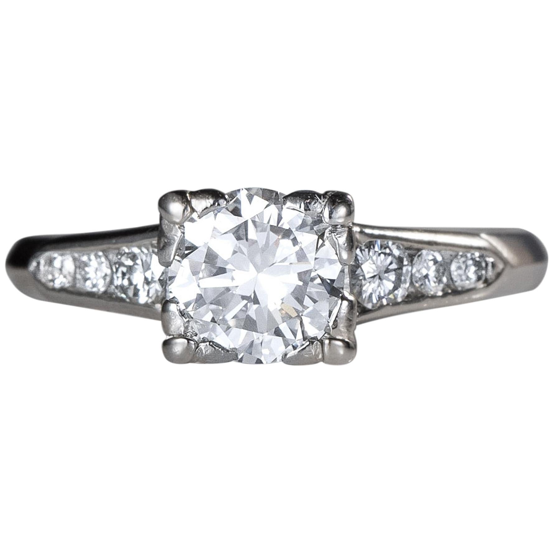 1930s .95 Carat Total Diamond Platinum Engagement Ring