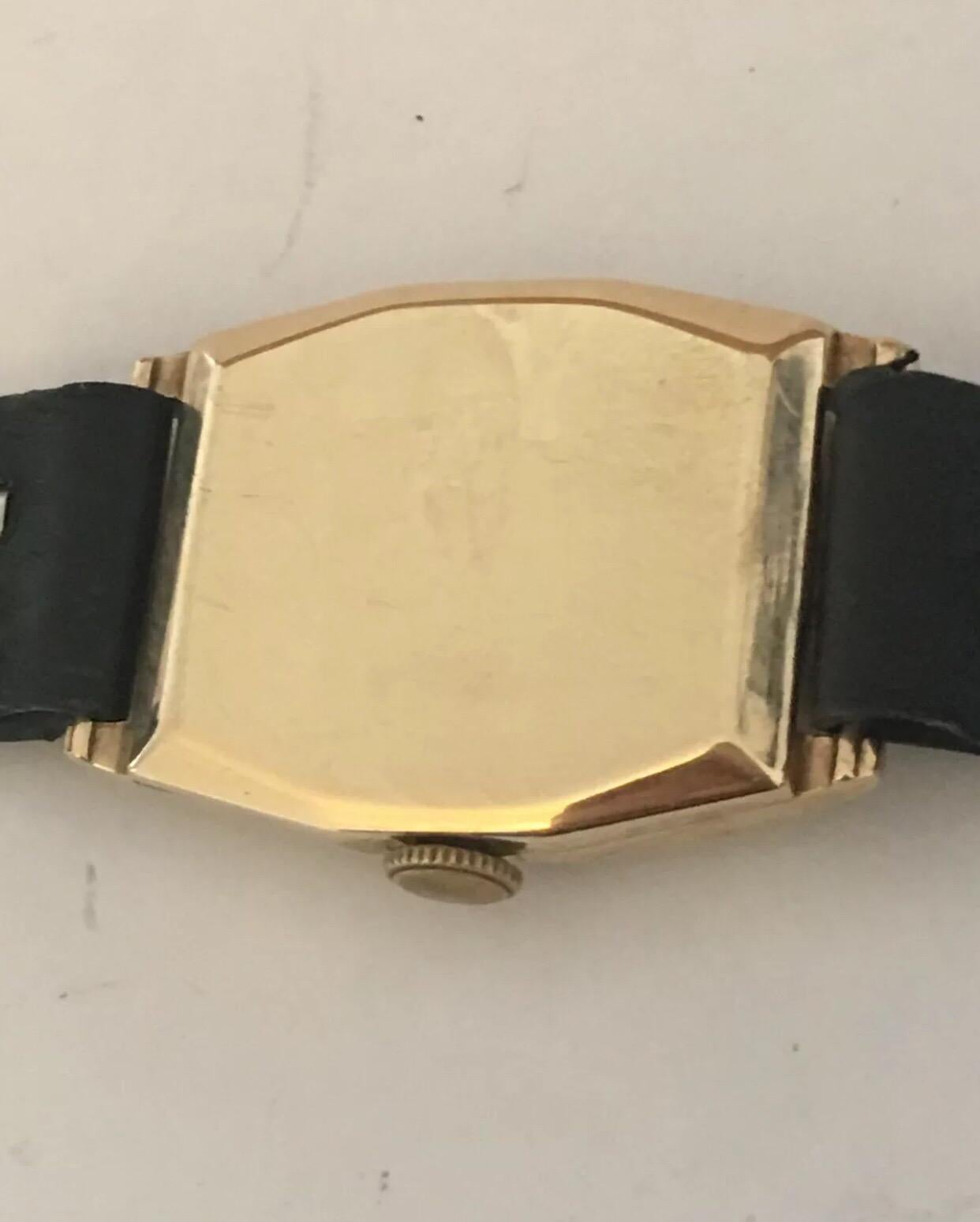 1930s 9K Gold Rectangular Vintage J. W. Benson London Watch 1