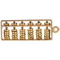 1930s Abacus Charm, 14 Karat Yellow Gold