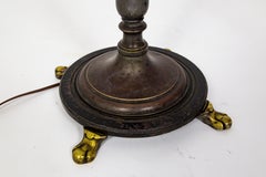 1930s Adjustable Paw Foot Floor Lamp with Green Glass Shade