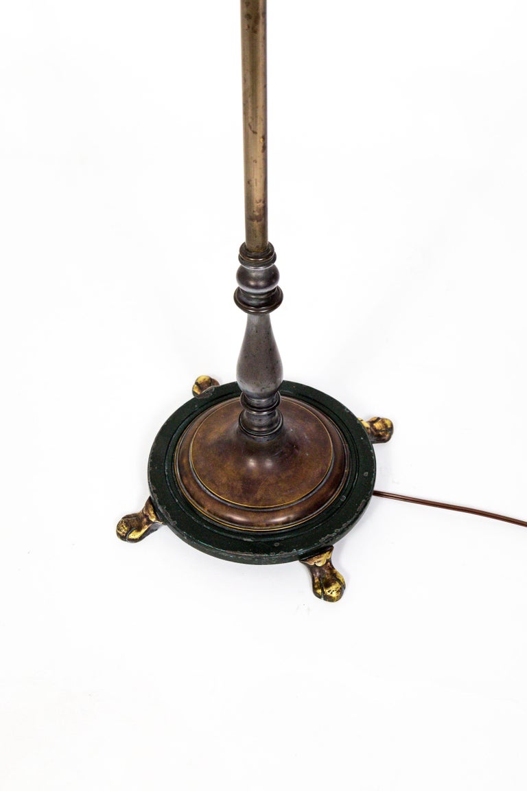 1930s Adjustable Paw Foot Floor Lamp with Green Accent ...