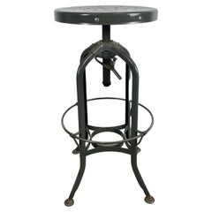 Vintage 1930's Adjustable Swivel Seat Backless Industrial Toledo Workshop Stool