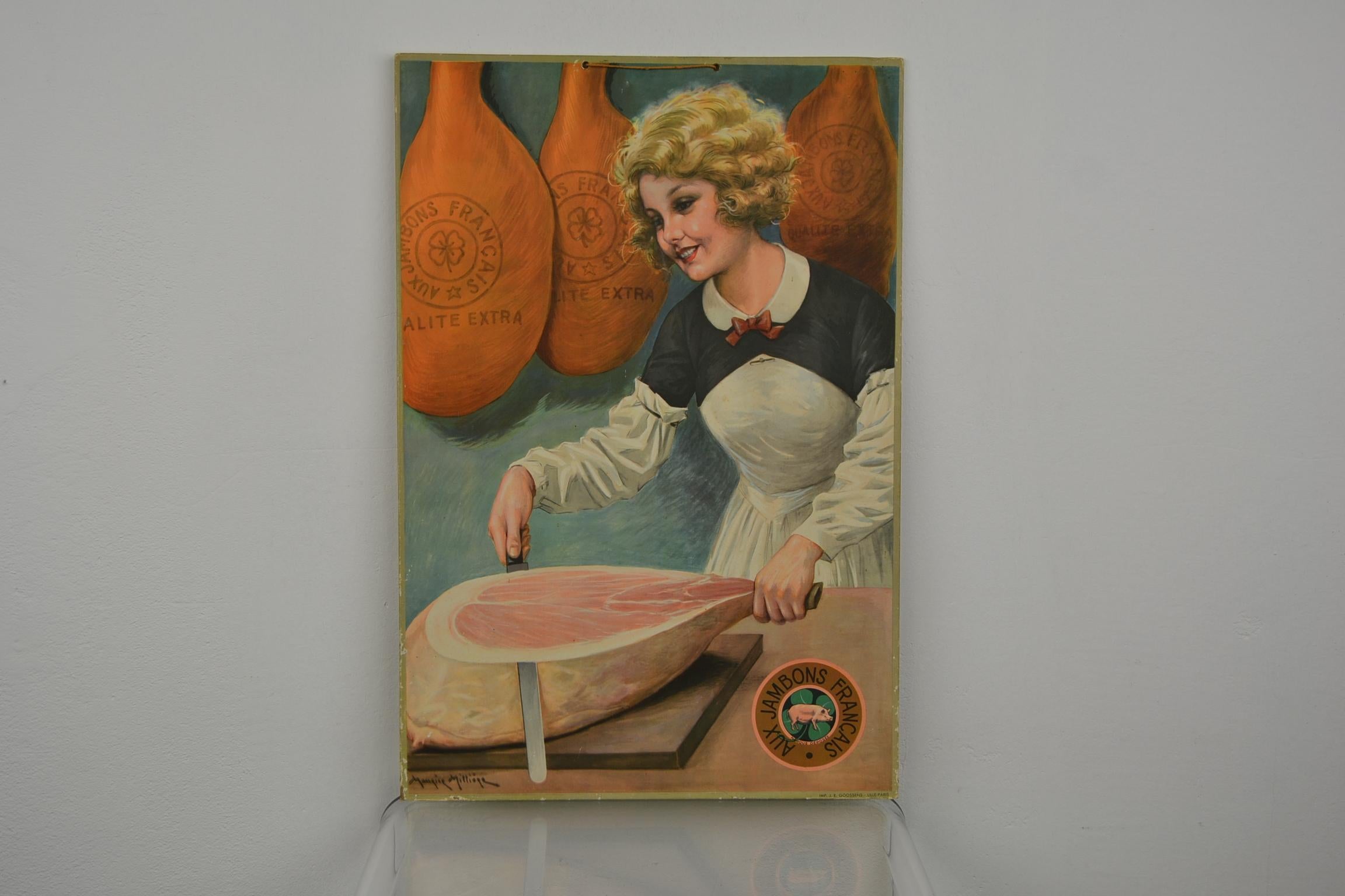 1930s Advertising Sign for French Ham, Designed by Millière Maurice 7