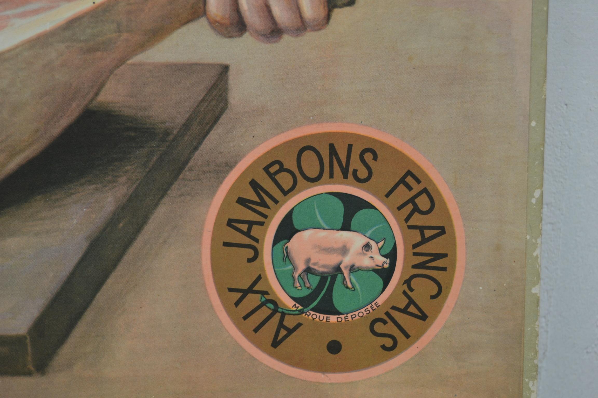 Art Deco 1930s Advertising Sign for French Ham, Designed by Millière Maurice