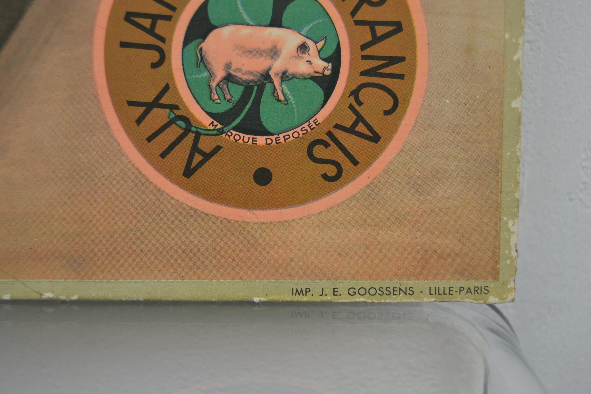 Paper 1930s Advertising Sign for French Ham, Designed by Millière Maurice