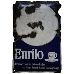 Antique 1930s Advertising Signboard "Coffee Enrilo"