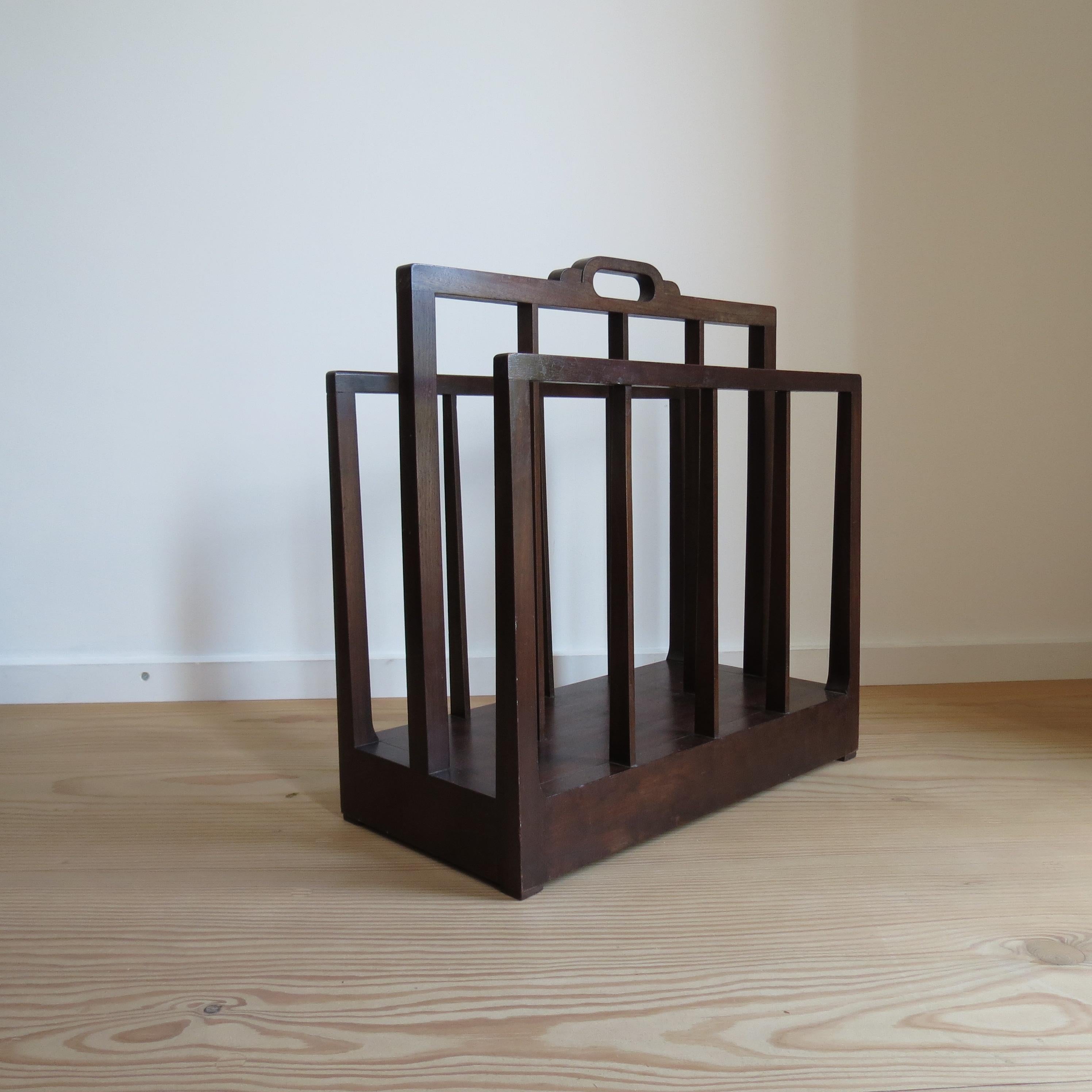 Fatto a mano 1930s Afrormosia Modernist Magazine Rack in vendita