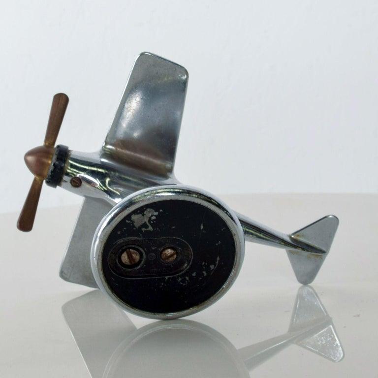 1930s Airflame Chrome Airplane Table Cigarette Lighter Art Deco 3