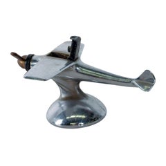 1930s Airflame Chrome Airplane Table Cigarette Lighter Art Deco