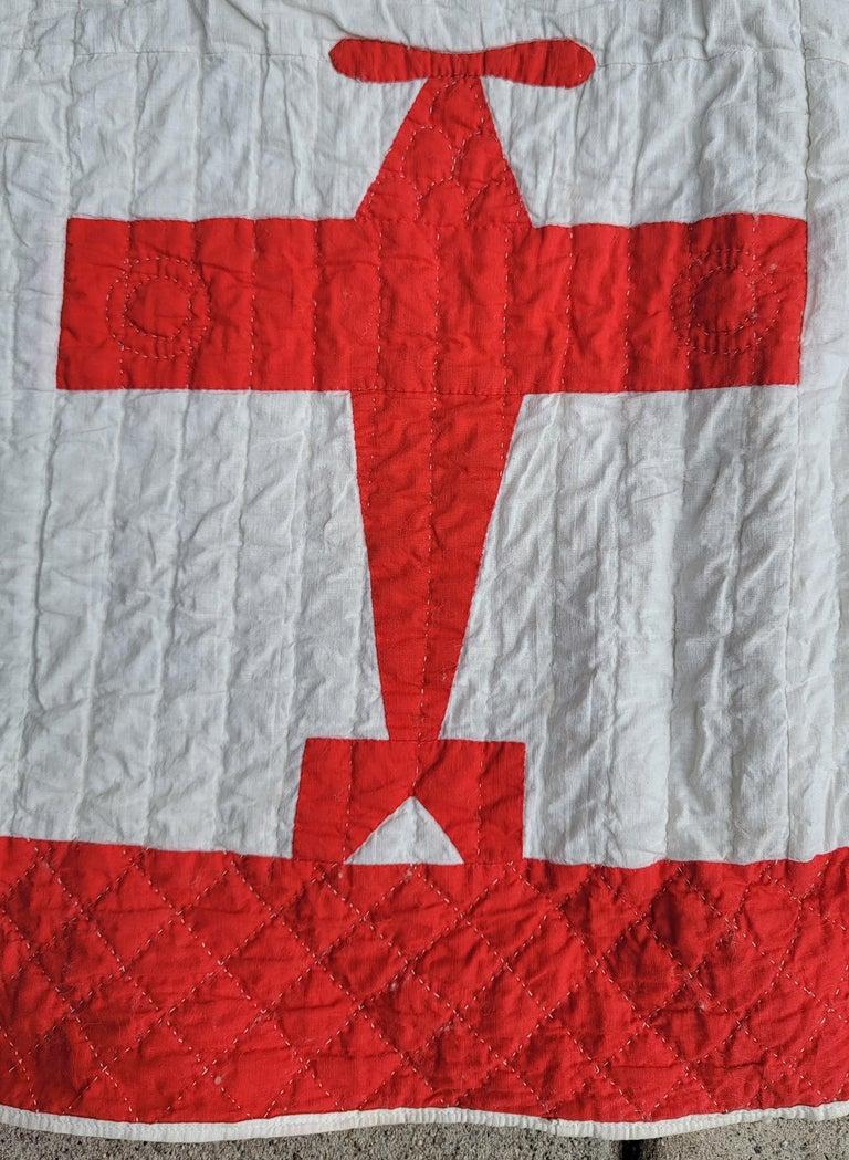 Colcha de apliques de aviones de los años 30 Estadounidense en venta