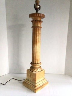 1930s Alabaster Patinated Beige Column Lamp
