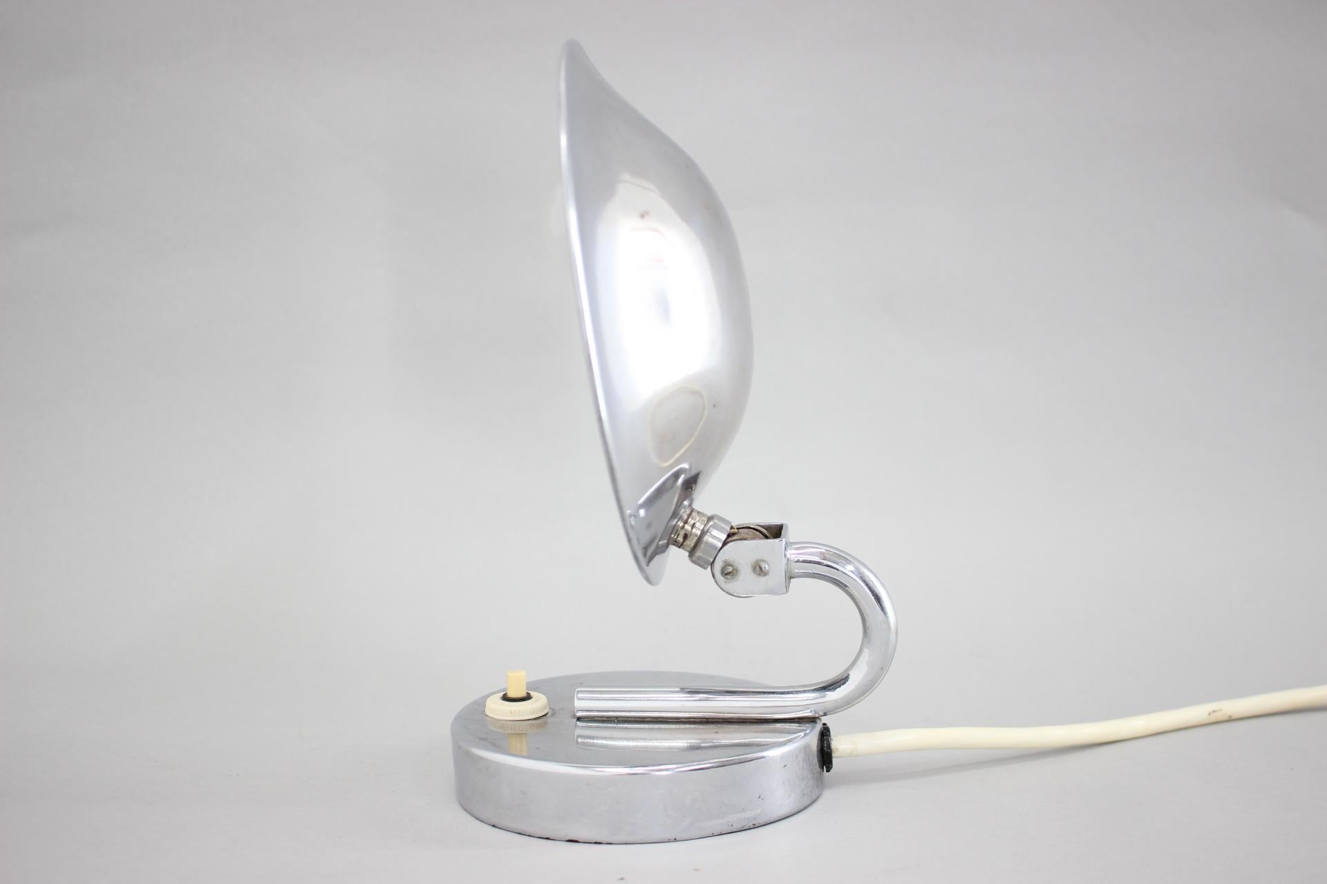 Mid-Century Modern 1930s Aluminium Table Lamp, Czechoslovakia For Sale