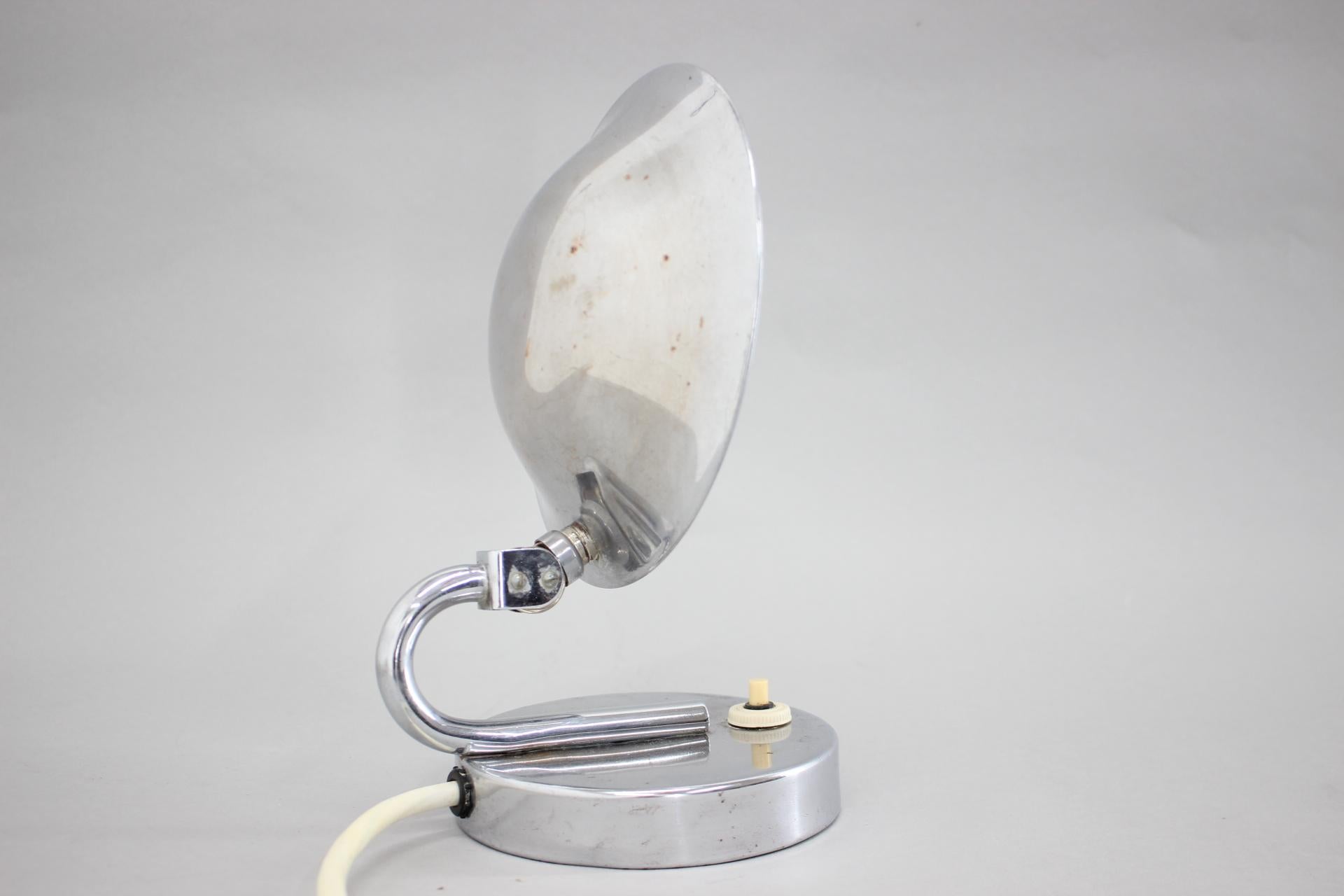 Mid-20th Century 1930s Aluminium Table Lamp, Czechoslovakia For Sale