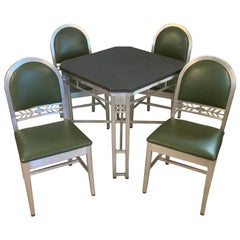 1930's Aluminum and Slate Table & Chairs by GoodForm from the Silver Grille