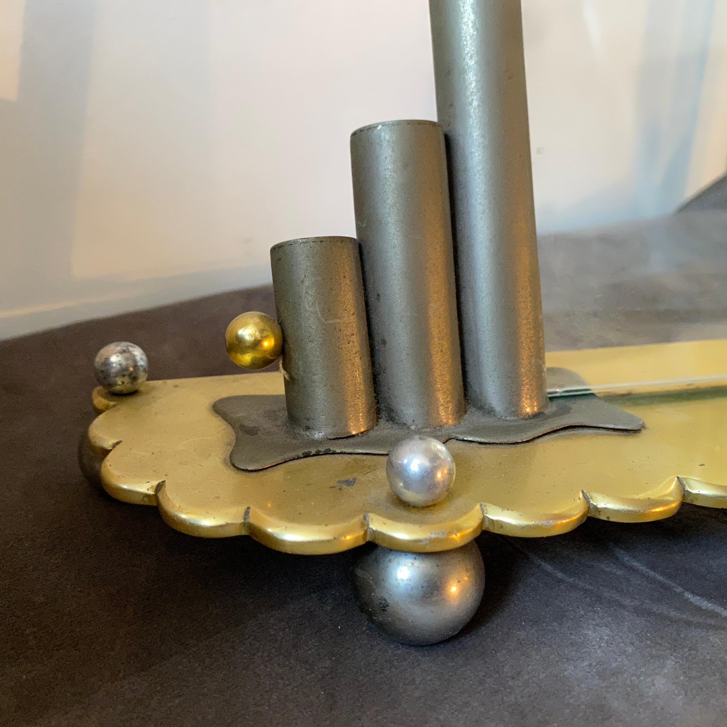 Italian 1930s Amazing Art Deco Brass and Metal Picture Frame