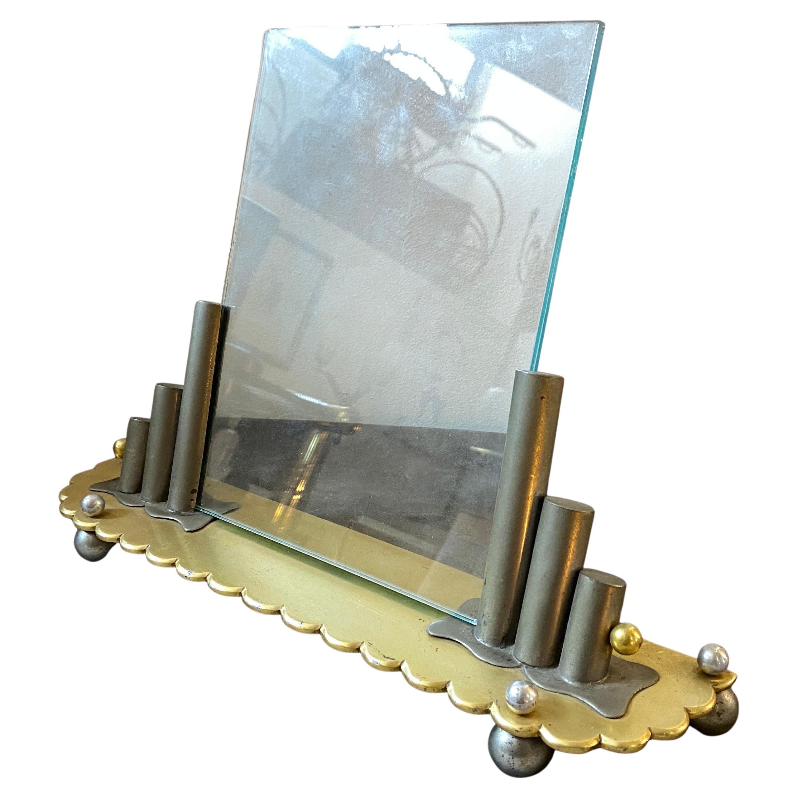 1930s Amazing Art Deco Brass and Metal Picture Frame For Sale