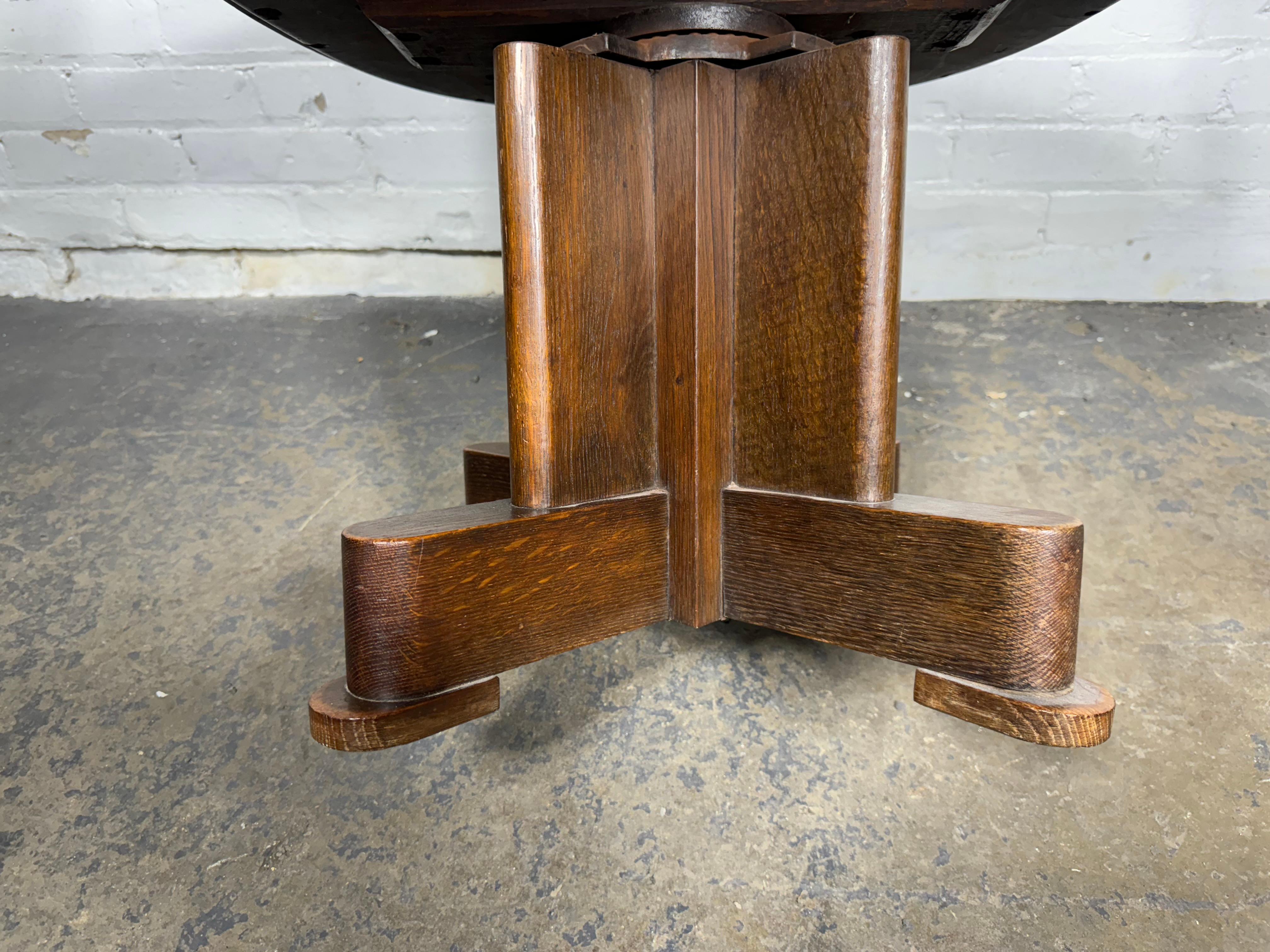1930's American Art Deco Oak and Leather swivel desk chair / F.L.W. inspired For Sale 7