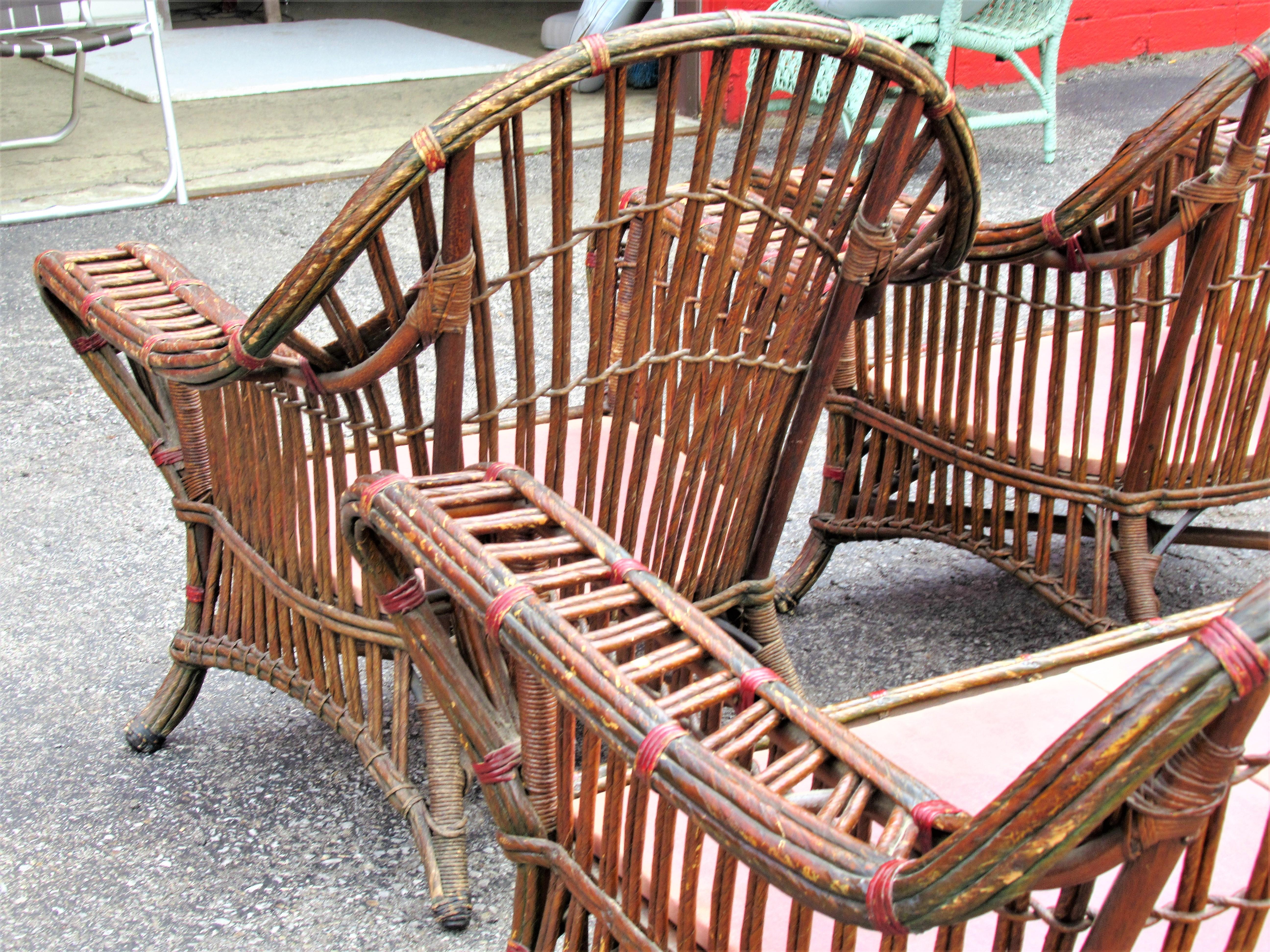 1930's American Art Deco Wicker Set 4