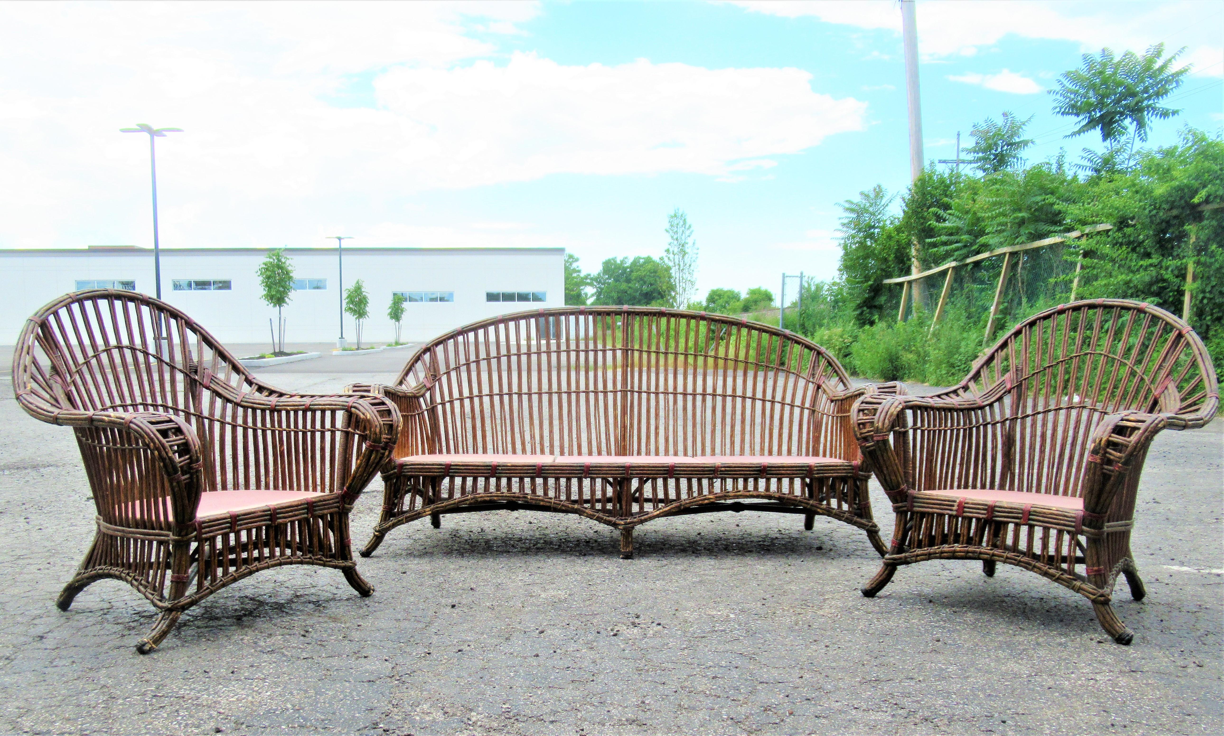 1930's American Art Deco Wicker Set 6