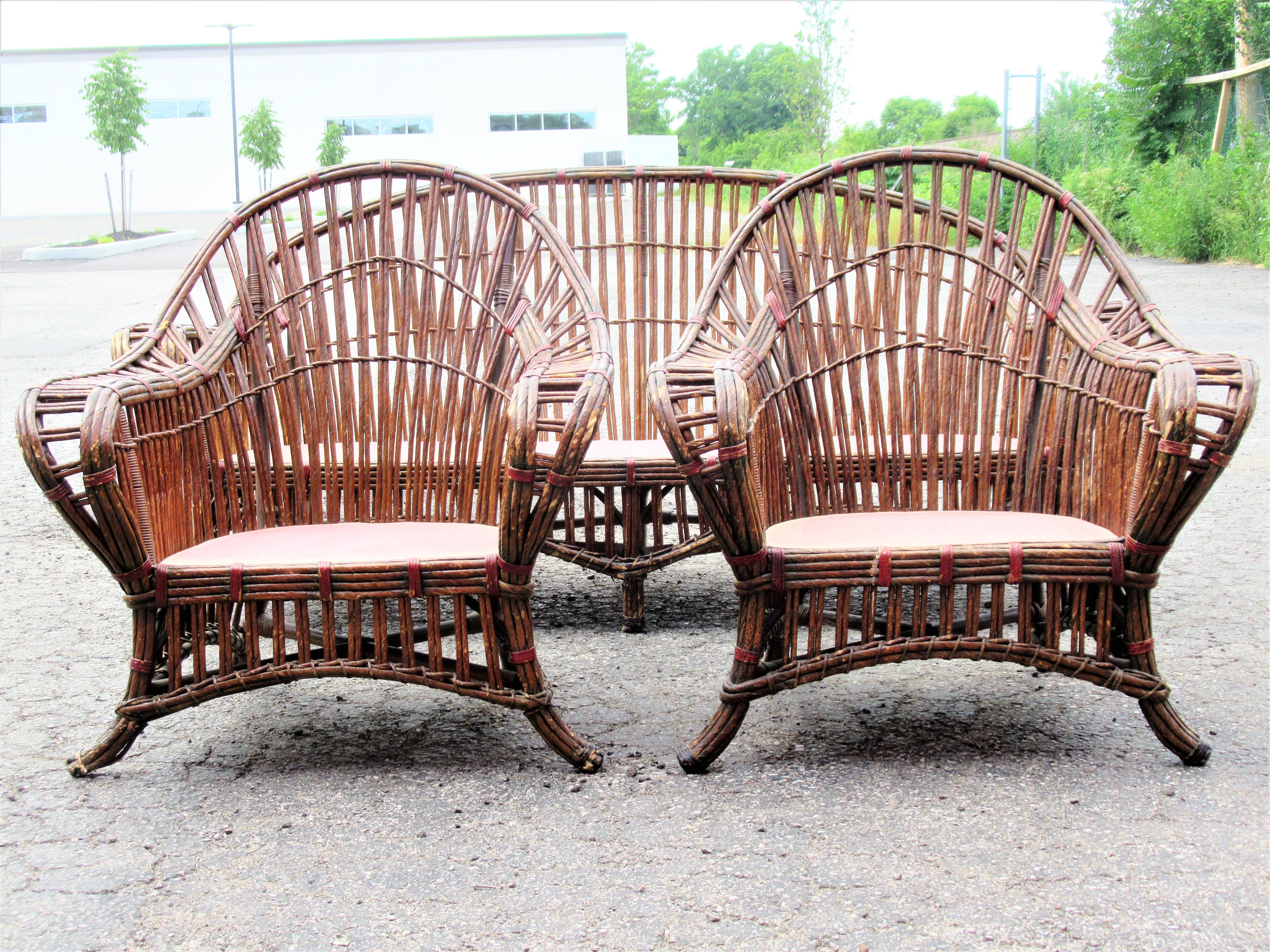 Painted 1930's American Art Deco Wicker Set