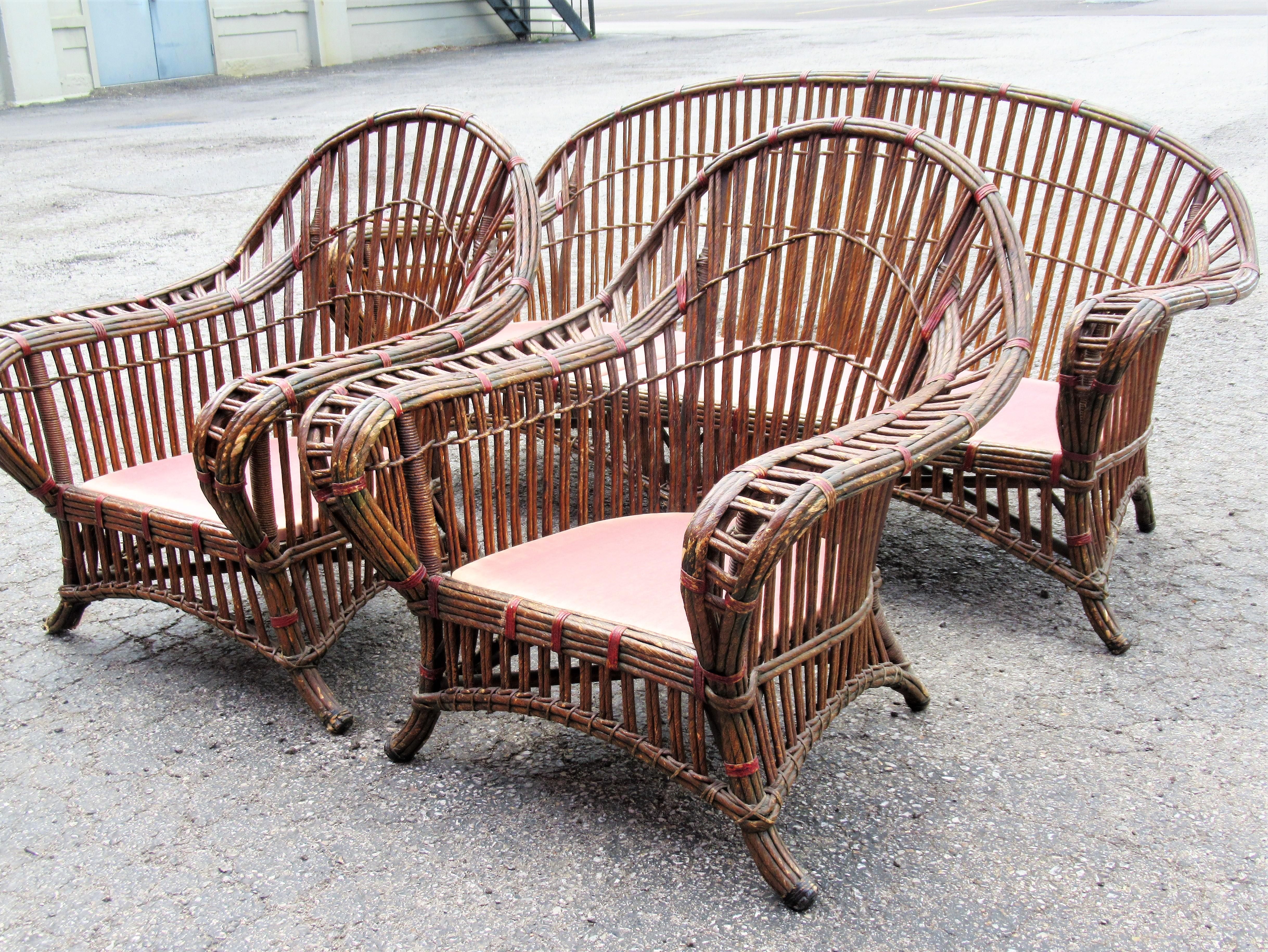20th Century 1930's American Art Deco Wicker Set