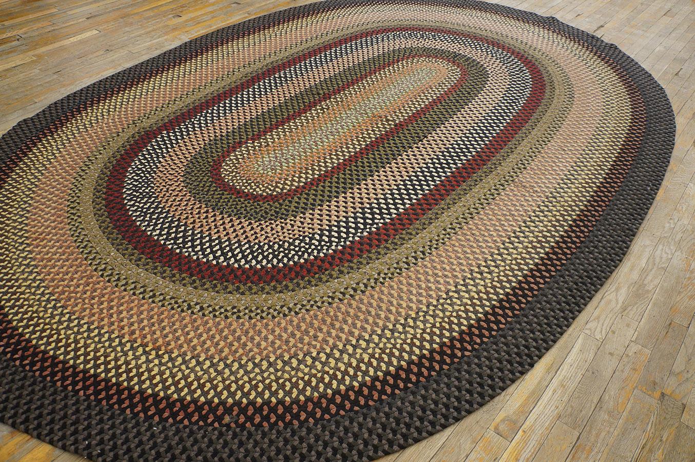 Country 1930s American Braided Rug ( 7'6