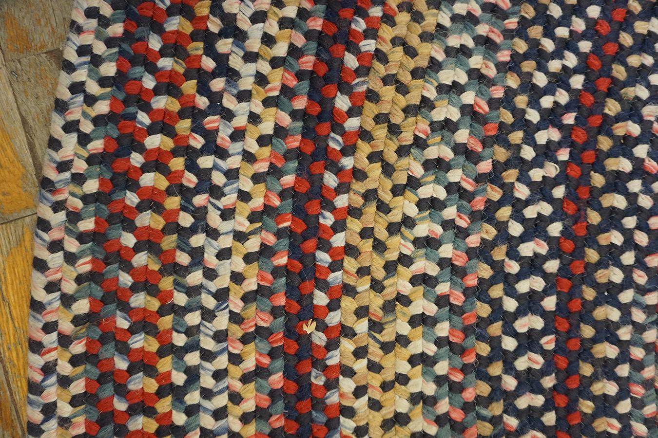 Wool 1930s American Braided Rug ( 8' R - 245 R ) For Sale
