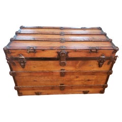 1930s American Classical Wooden and Steel Cedar Lined Trunk