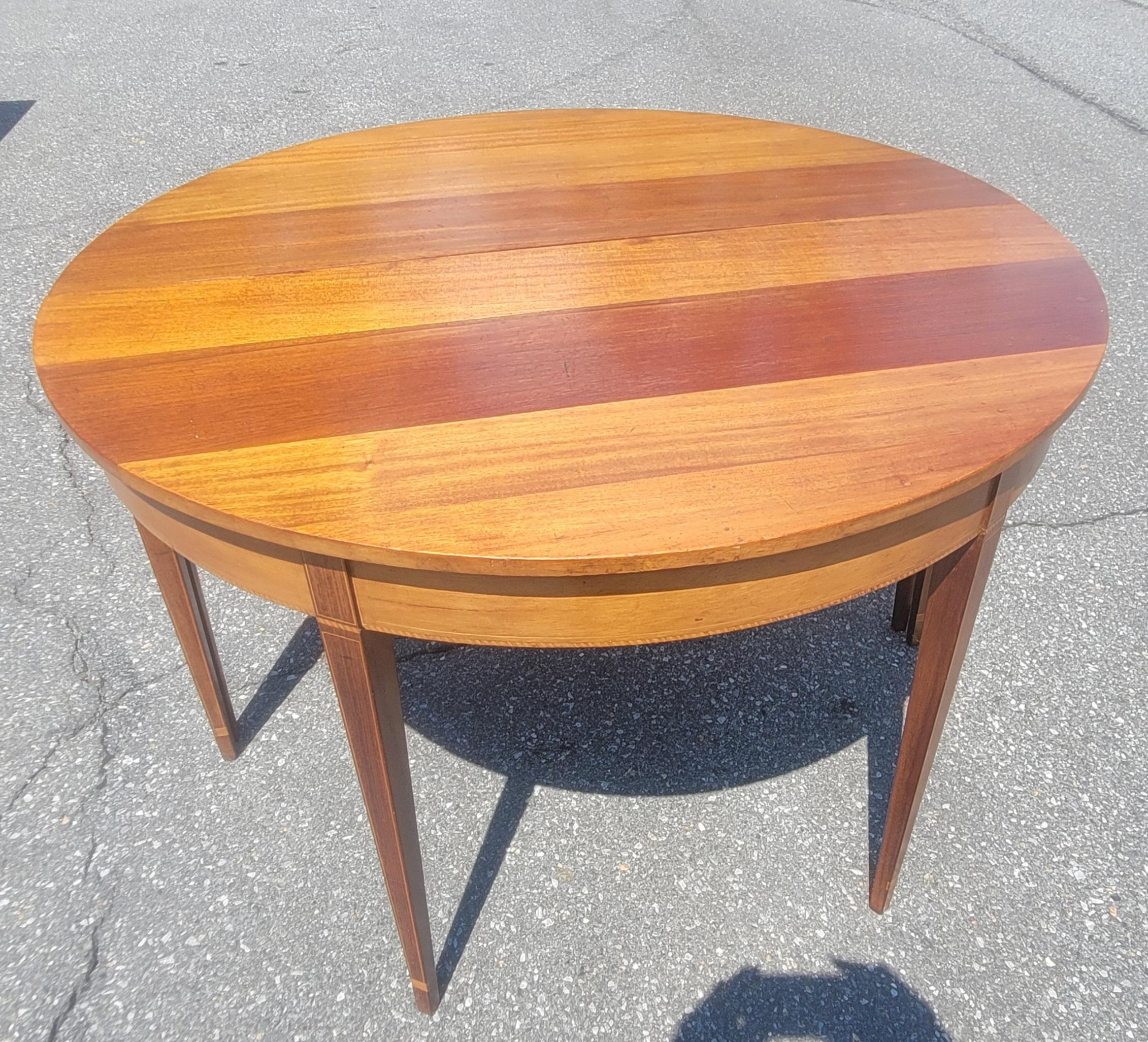 1930s American Federal Inlaid Mahogany 3-Part Banquet Table For Sale 3