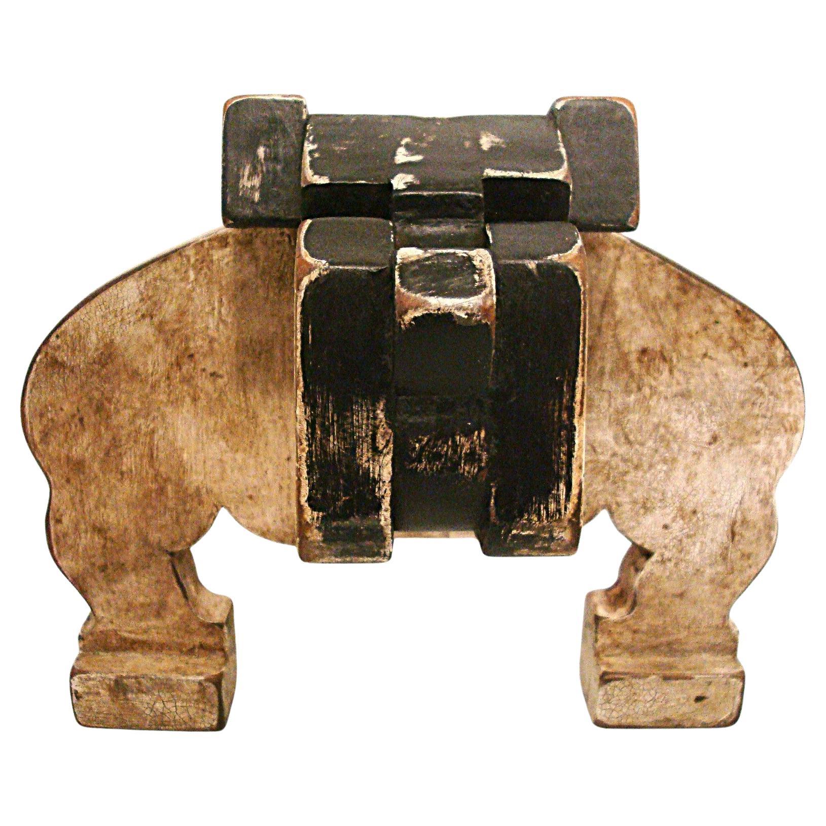 1930's American Folk Art hölzerne Bulldogge Skulptur