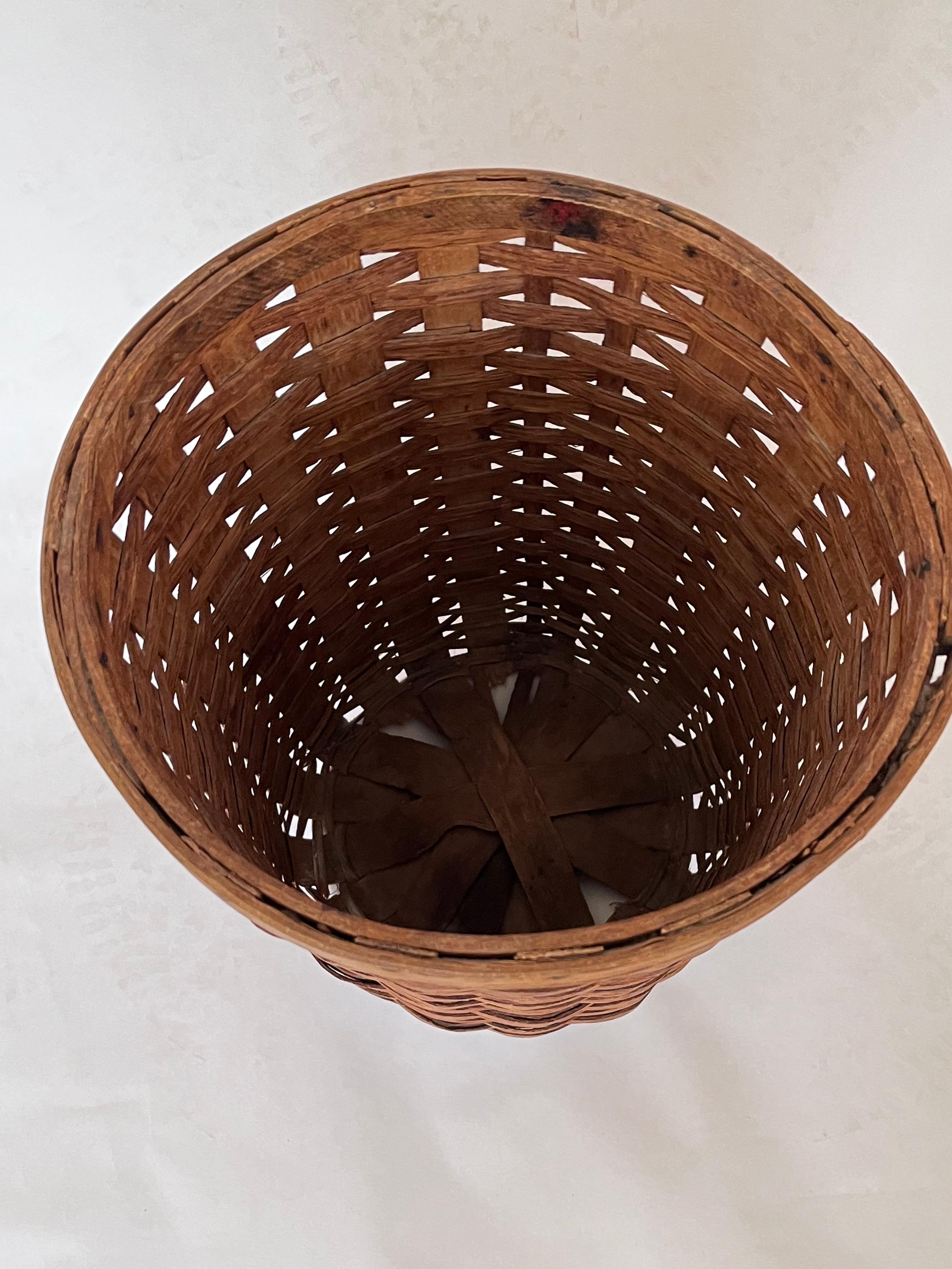 Grand panier de marché américain tissé à la main des années 1930 en vente 1