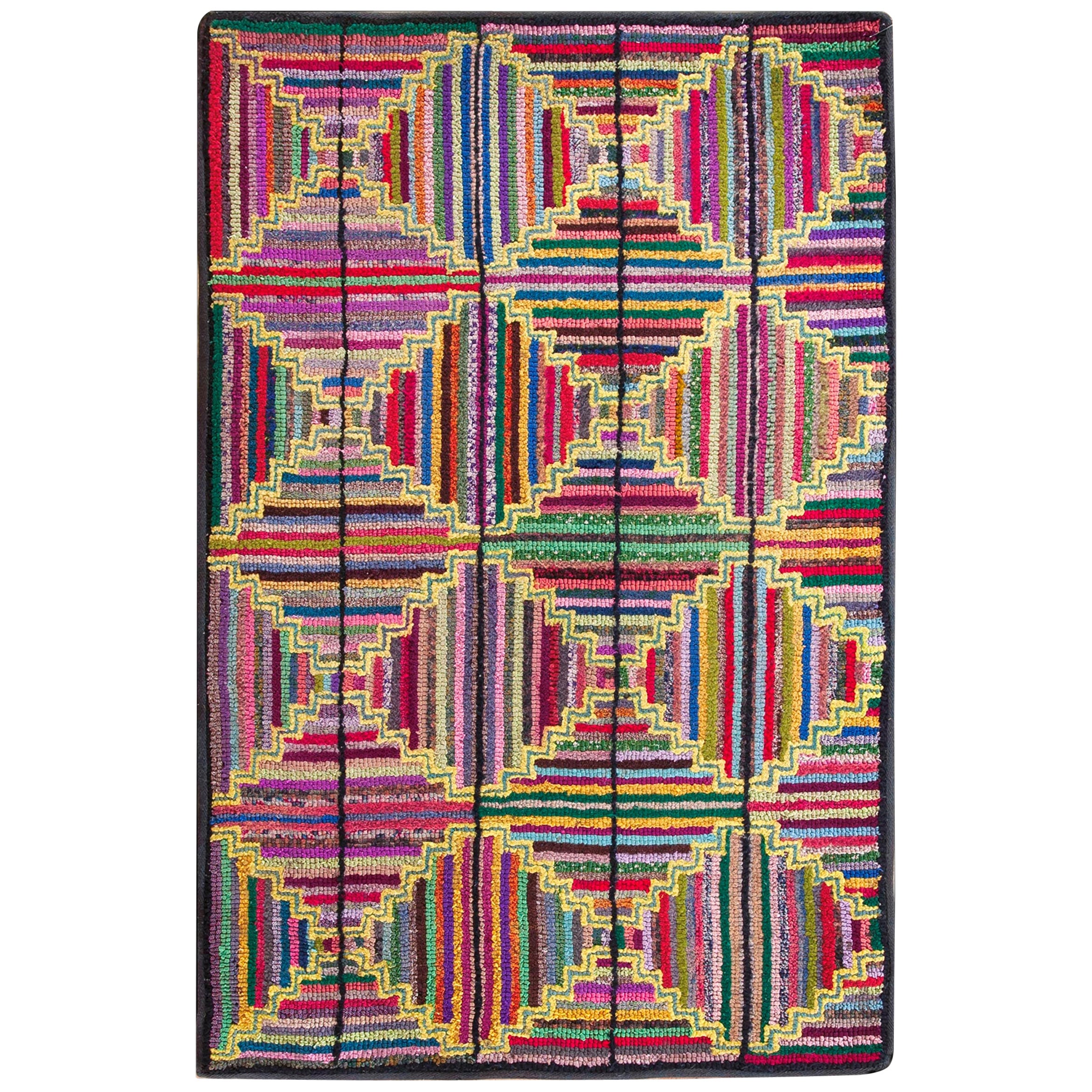 Tapis crocheté américain des années 1930 ( 2' 3'' x 3' 5'' - 68 x 104 cm)