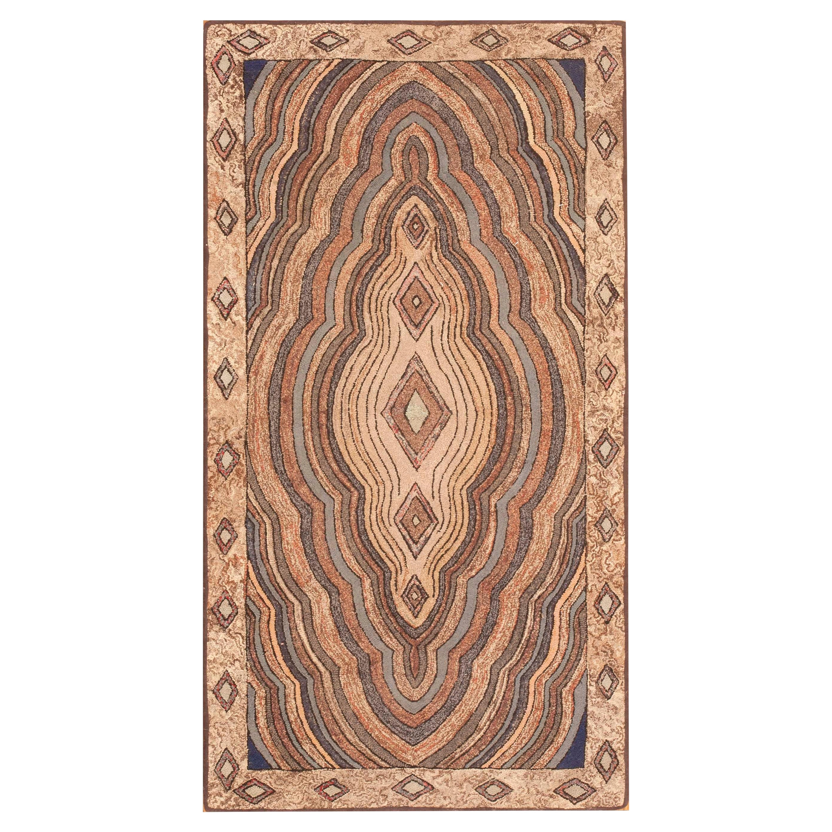 Tappeto americano con ganci degli anni '30 ( 2'10" x 5'5" - 86 x 165 cm )